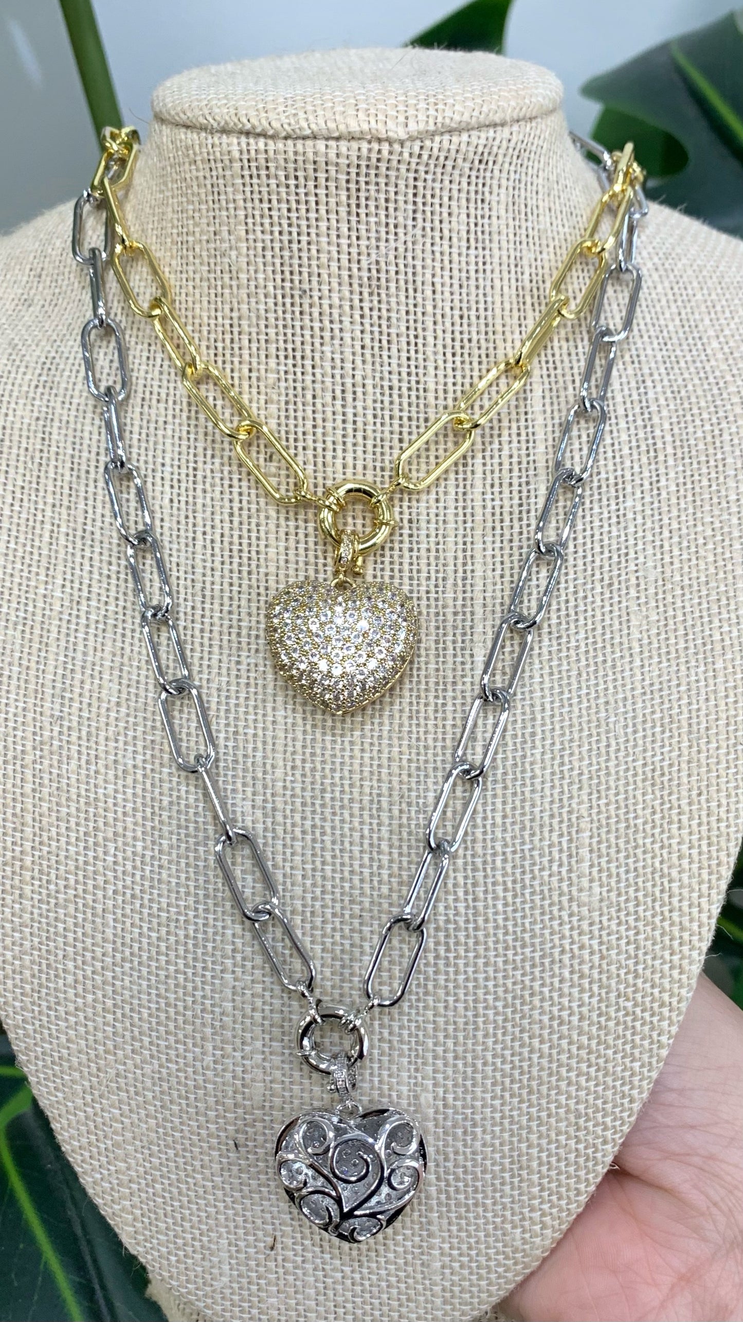 Two Sides Quartz Heart Silver Earrings