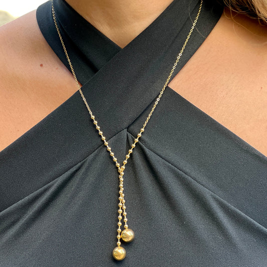 Snowball Beaded Gold Necklace