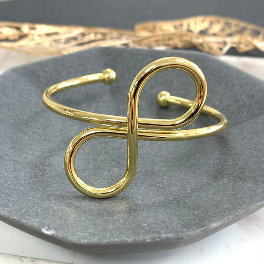 Open Cuff Bow Gold Bracelet
