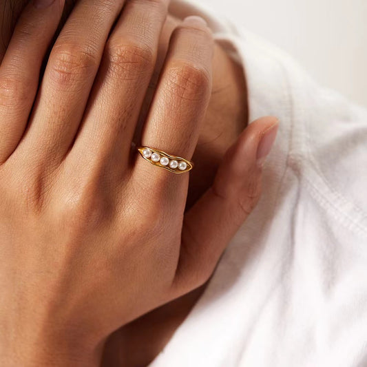 Micro Pearls Gold Ring