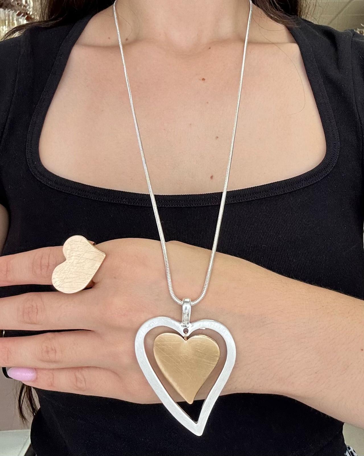 Two Tone Heart Necklace