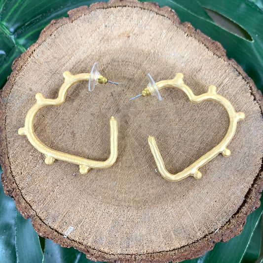 Hoops Heart Matte Gold Earrings