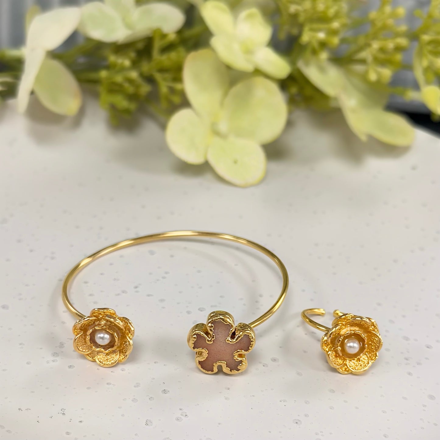 Natural stone pearl 2pcs set