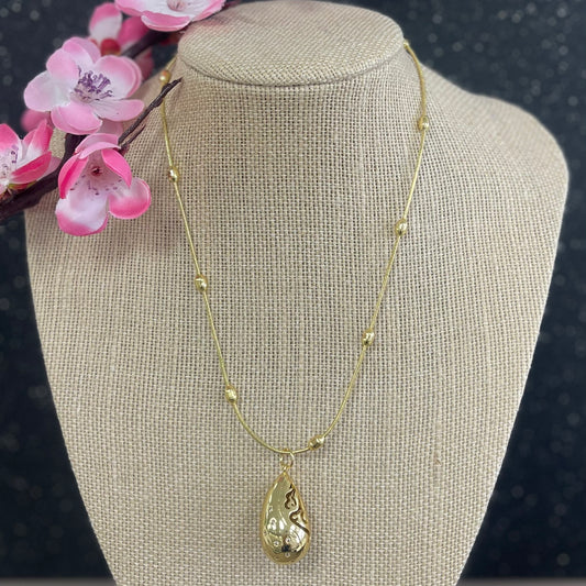 Mid Drop Gold With Quartz Necklace
