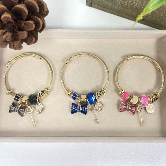 Bow Charms Cord Bracelet