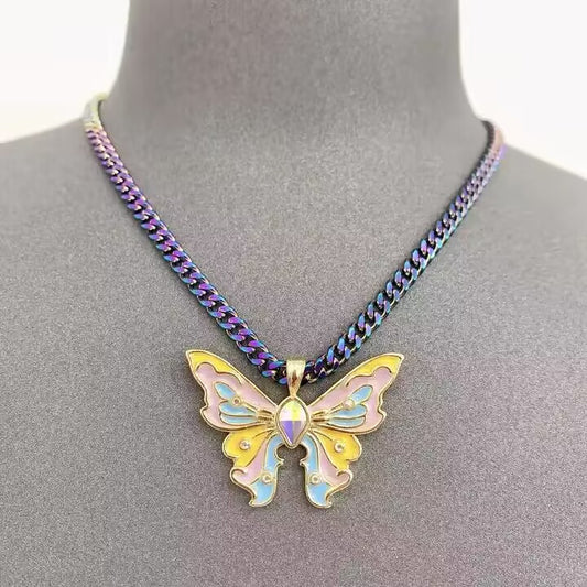 Litmus Chain With Pink Blue And Yellow Necklace