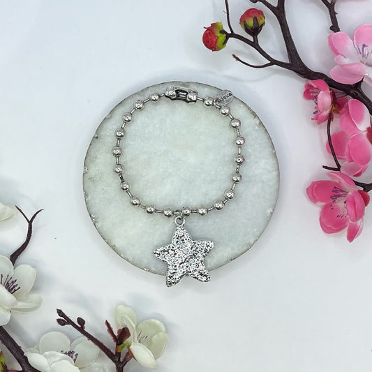 Snowball hanging star silver bracelet