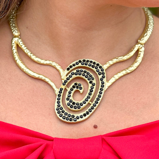 Oval Shape Black Quartz Necklace