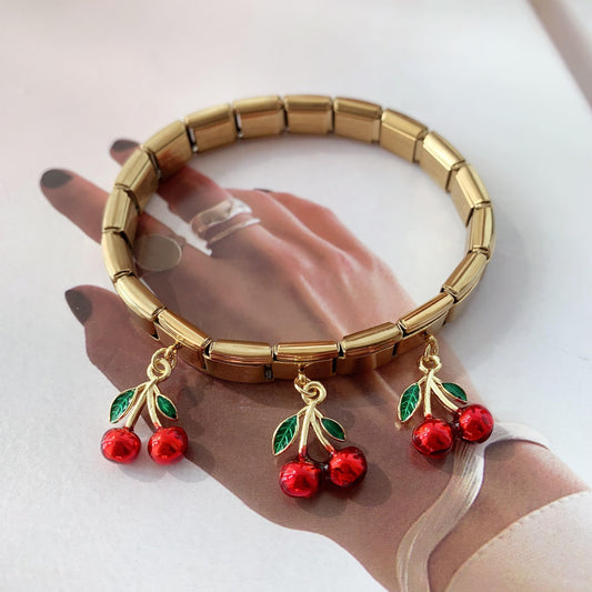 Cherry Gold Elastic Bracelet