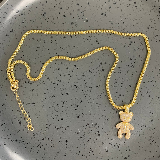 Quartz Teddy Gold Necklace