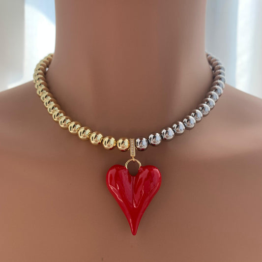 Two Tone With Red Heart