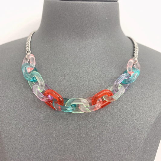 Acrylics Chain Silver Necklace