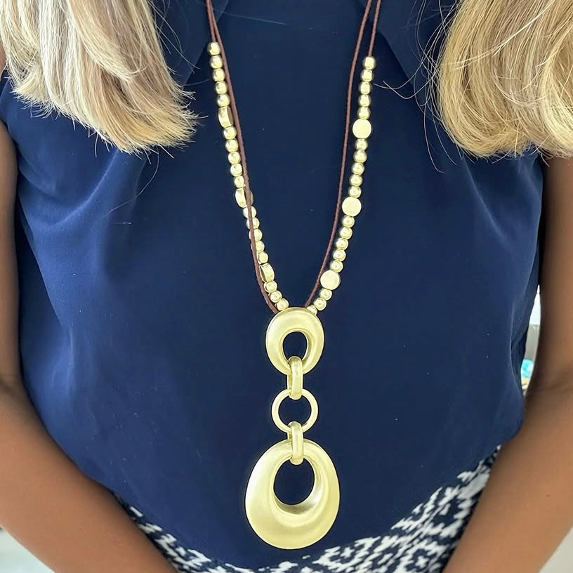 Ovals Long Gold Necklace