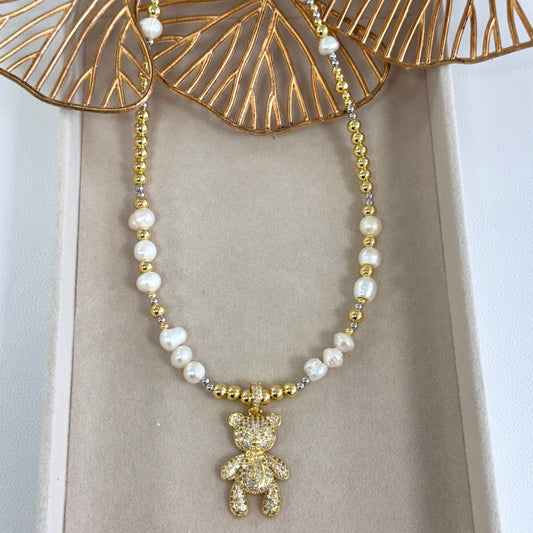 Quartz Teddy Gold Necklace