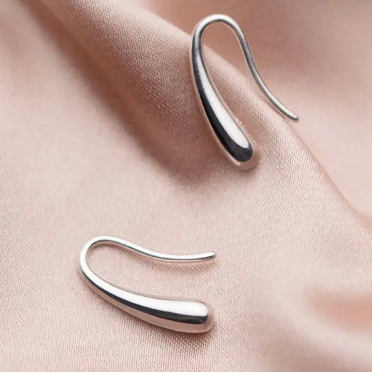 Thin Drop Silver Earrings