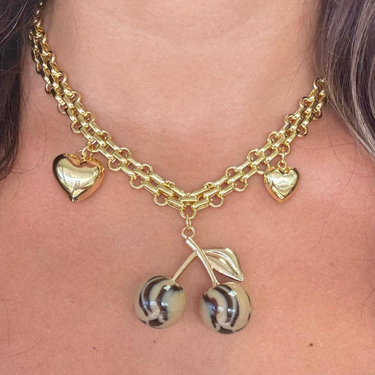 Leopard Cherry Gold Necklace