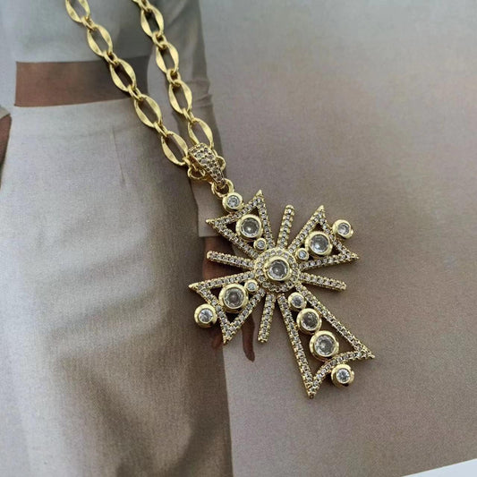 Cross Clear Stones Necklace
