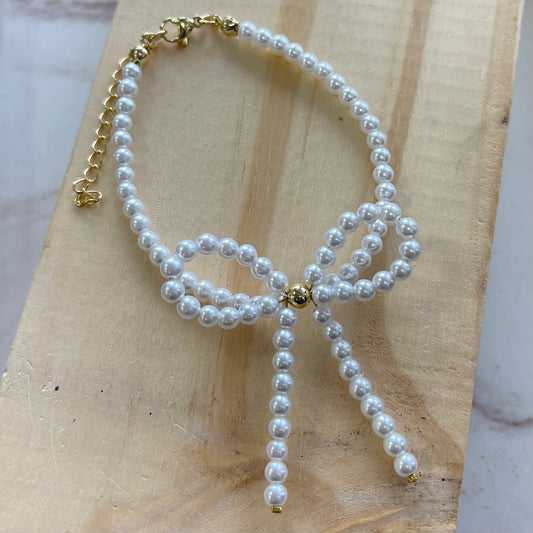 Bow Pearl Gold Bracelet