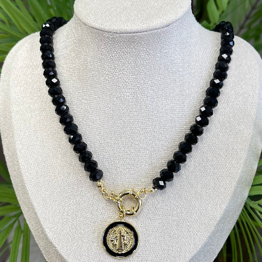 Black Chain With Religious Pendant
