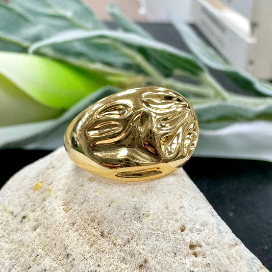 Oval Wrinkle Gold Ring
