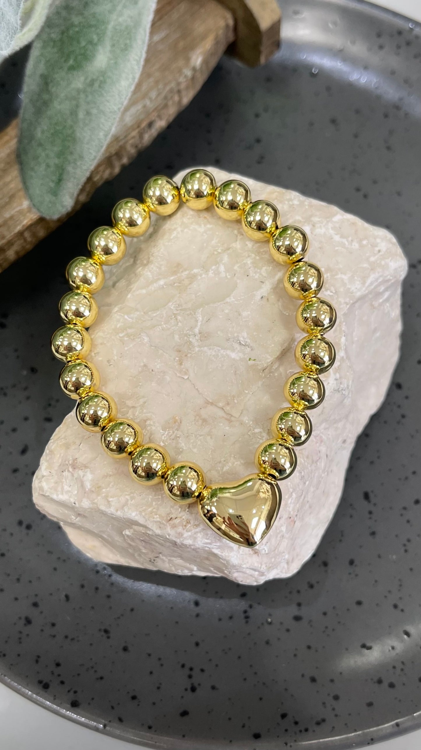 Gold Globe Heart Bracelet