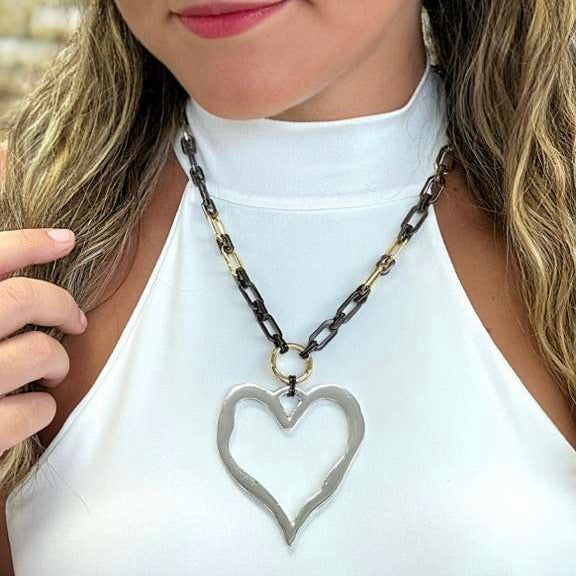Three Tone Heart Necklace