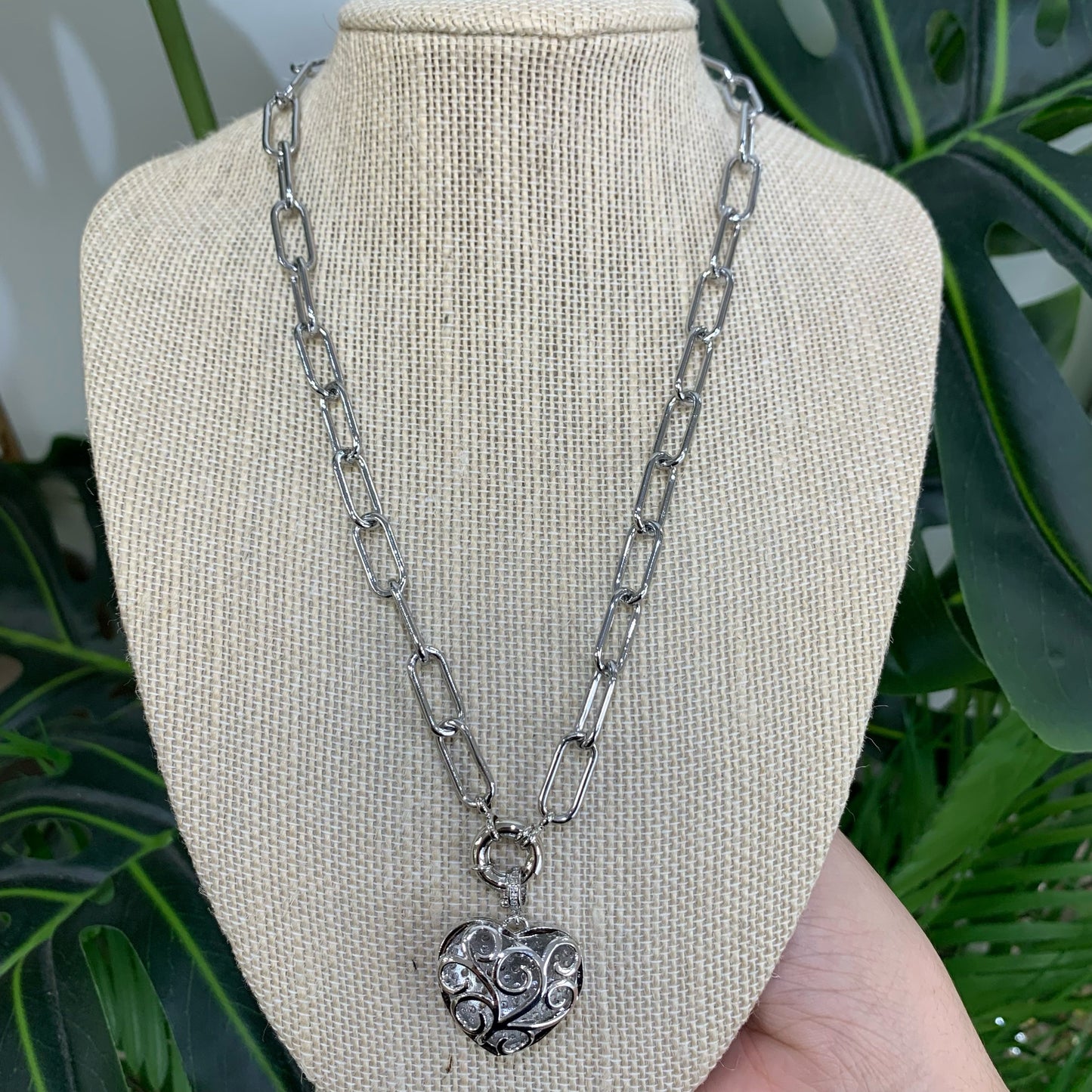 Two Sides Quartz Heart Silver Earrings