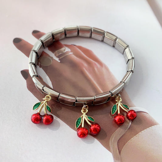 Cherry Silver Elastic Bracelet