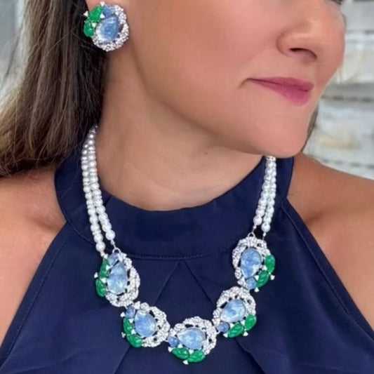 Pearls, Green and Blue 2pcs Set