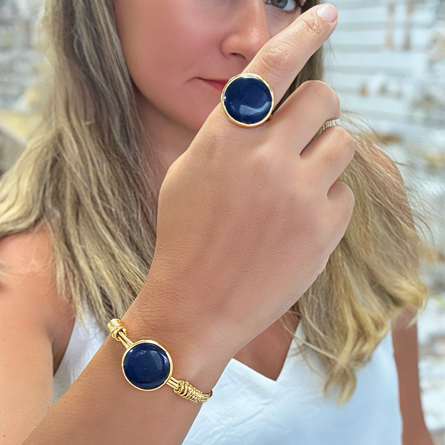 Navy Blue Cat Eye 2pcs set