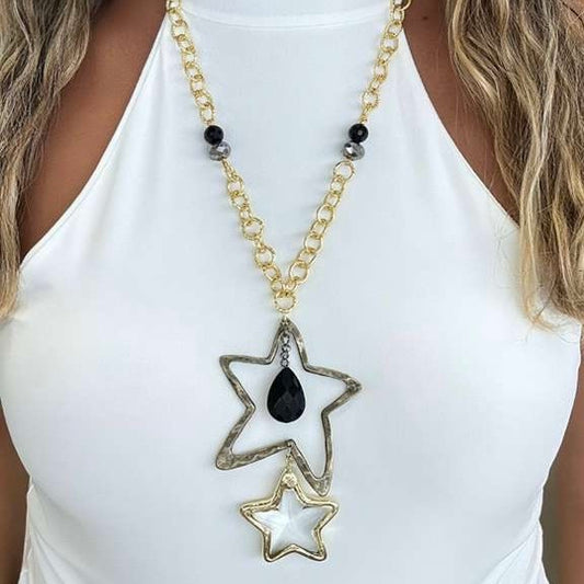 Star With Black Drop Necklace