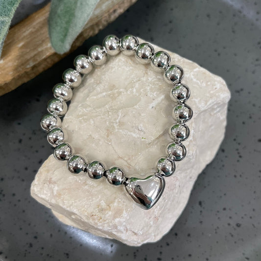 Silver Globe Heart Bracelet