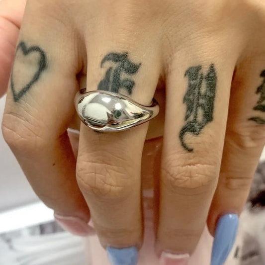 Thin Drop Silver Ring