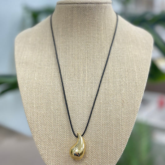 Gold Drop With Black Cord