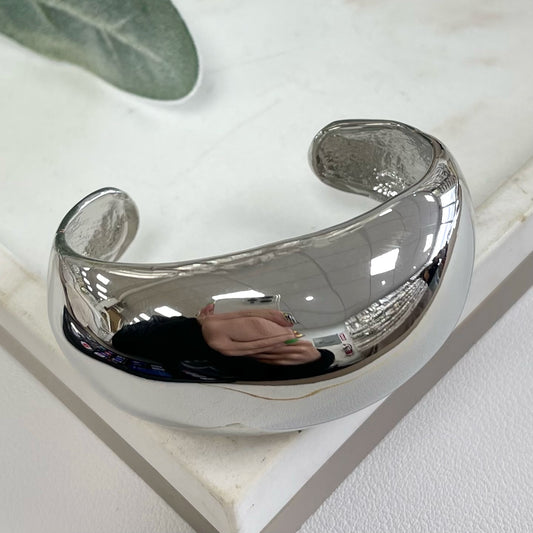 Plain Silver Bold Cuff Bracelet