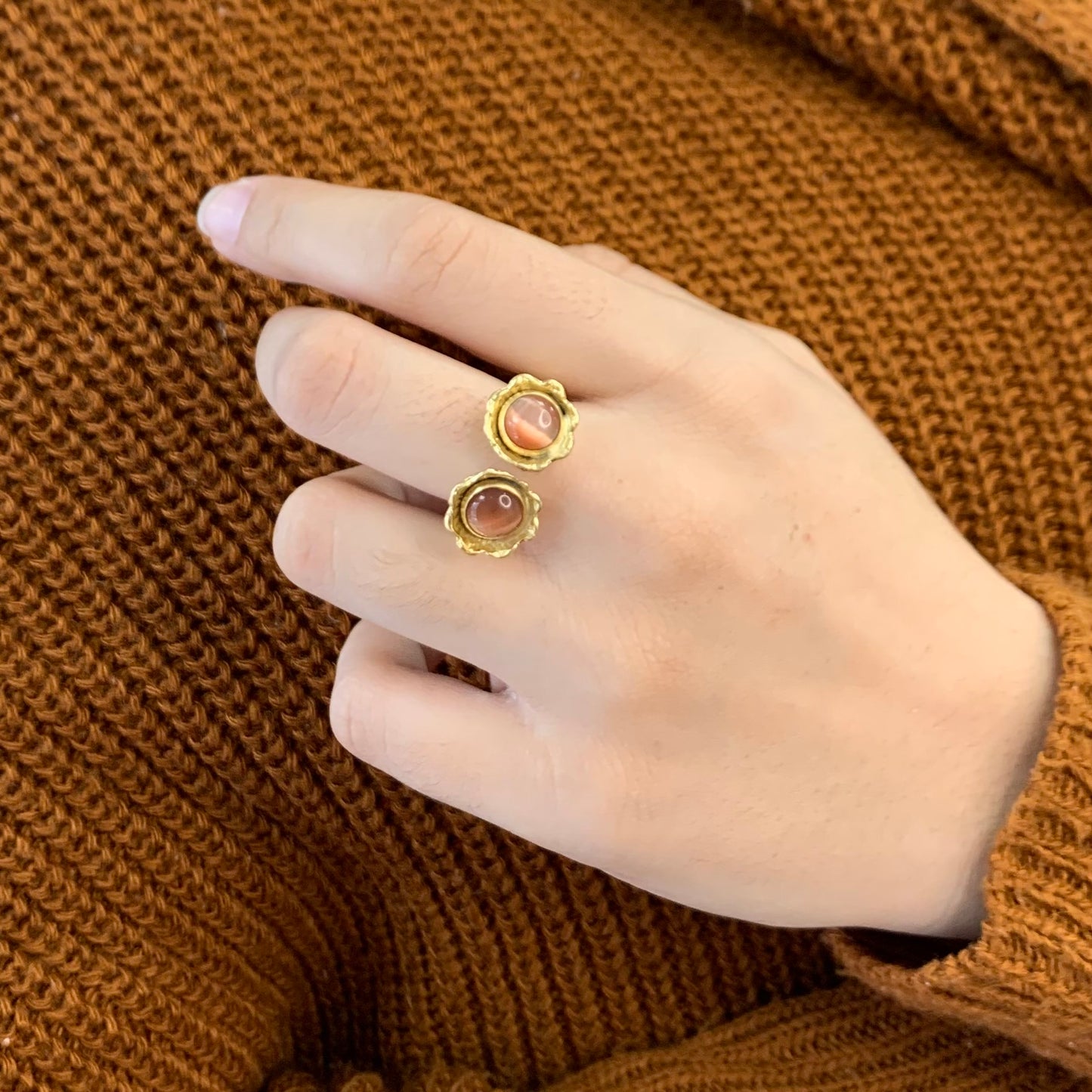 Flower Orange Ring Stone