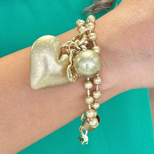 Snowball Bracelet With Hearts Gold