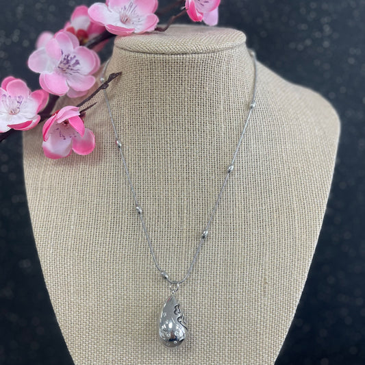 Mid Drop Silver With Quartz Necklace