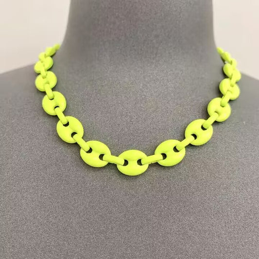 Neon Green Yellow Chain Necklace