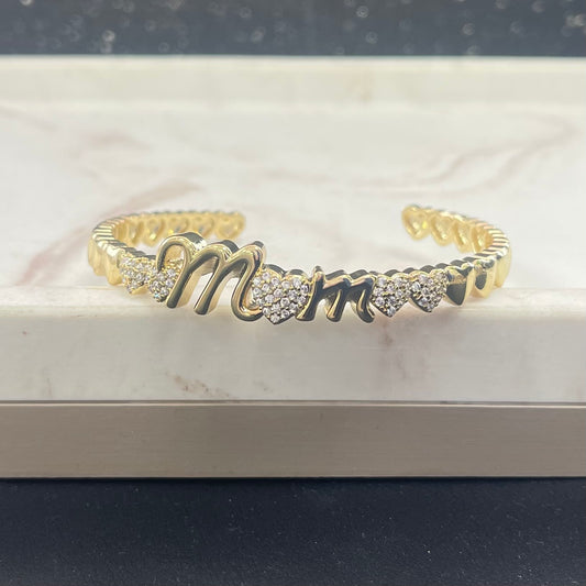 Mom Quartz Gold Cuff Bracelet
