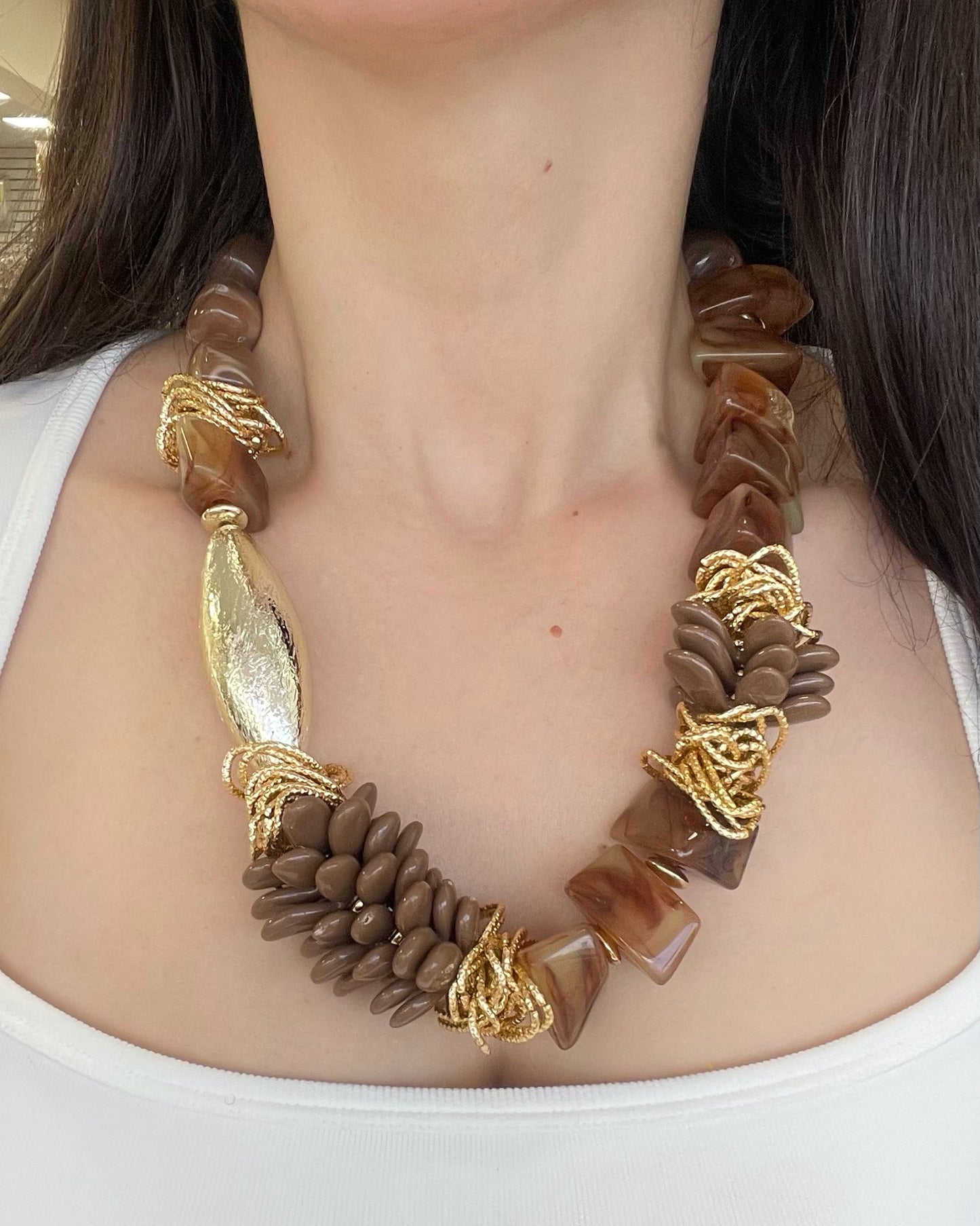 Casual Brown Gold Necklace