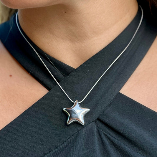 Bold Star Silver Necklace