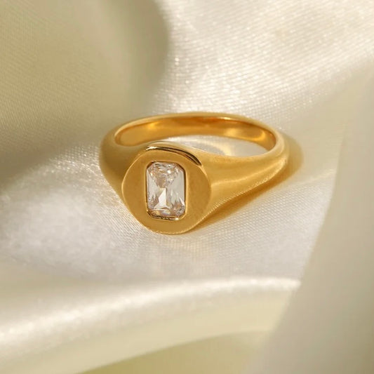 Clear Baguette Gold Ring