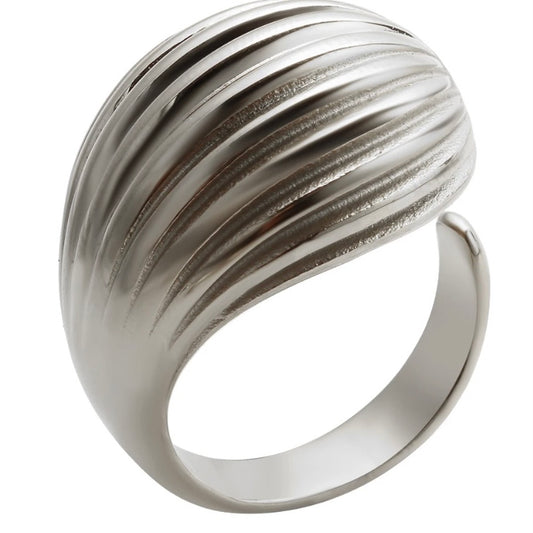 Stripe Drop Silver Ring