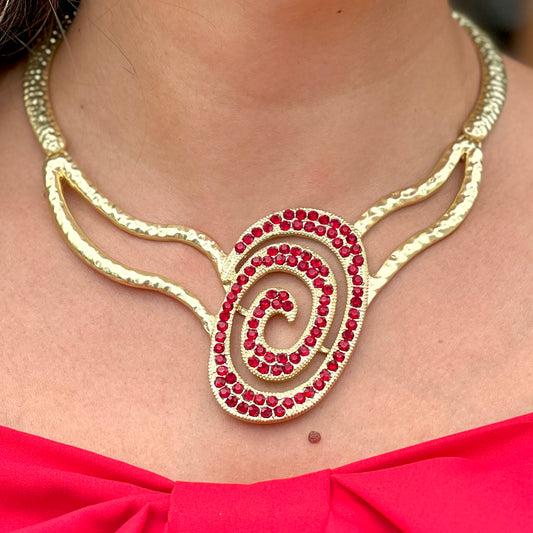 Oval Shape Red Quartz Necklace