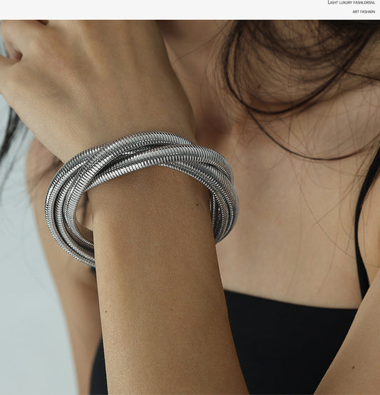 Multi thin springs Silver Bracelets