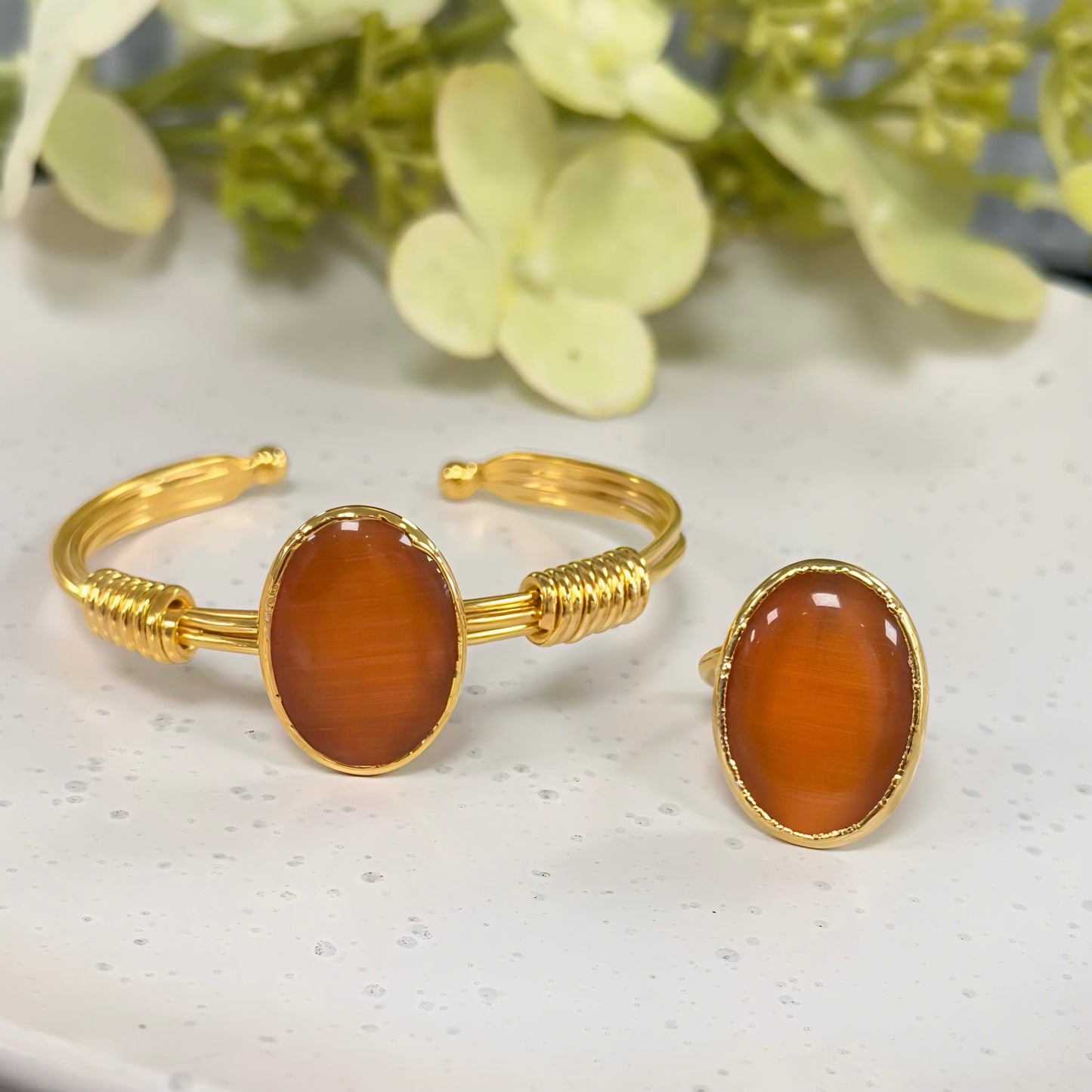 Orange Cat eye 2pcs set