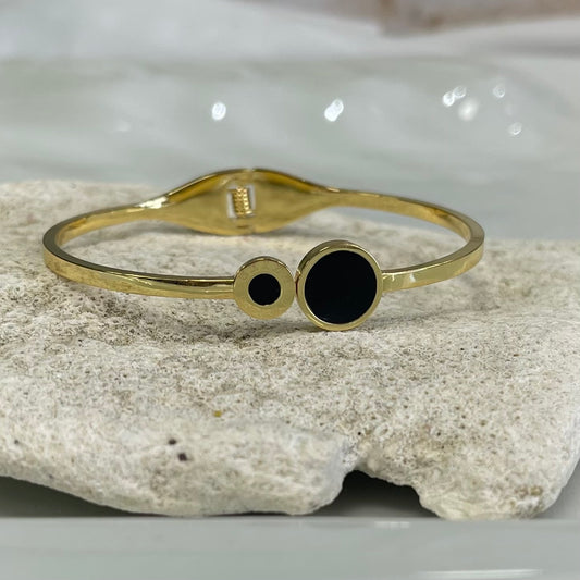 Two Circles Black Gold Bracelet