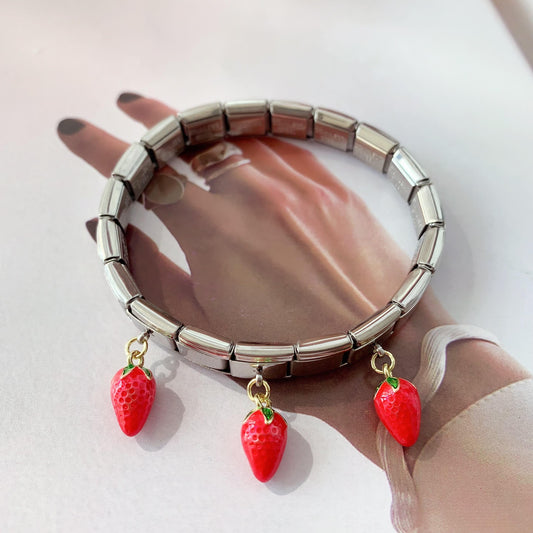 Strawberry Silver Elastic Bracelet
