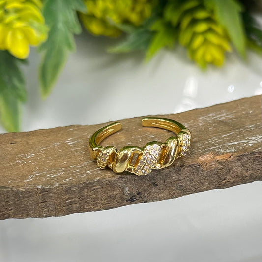 Small Lines With Stones Gold Ring